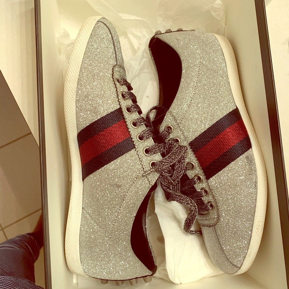 GUCCI GLITTER WEB SNEAKERS